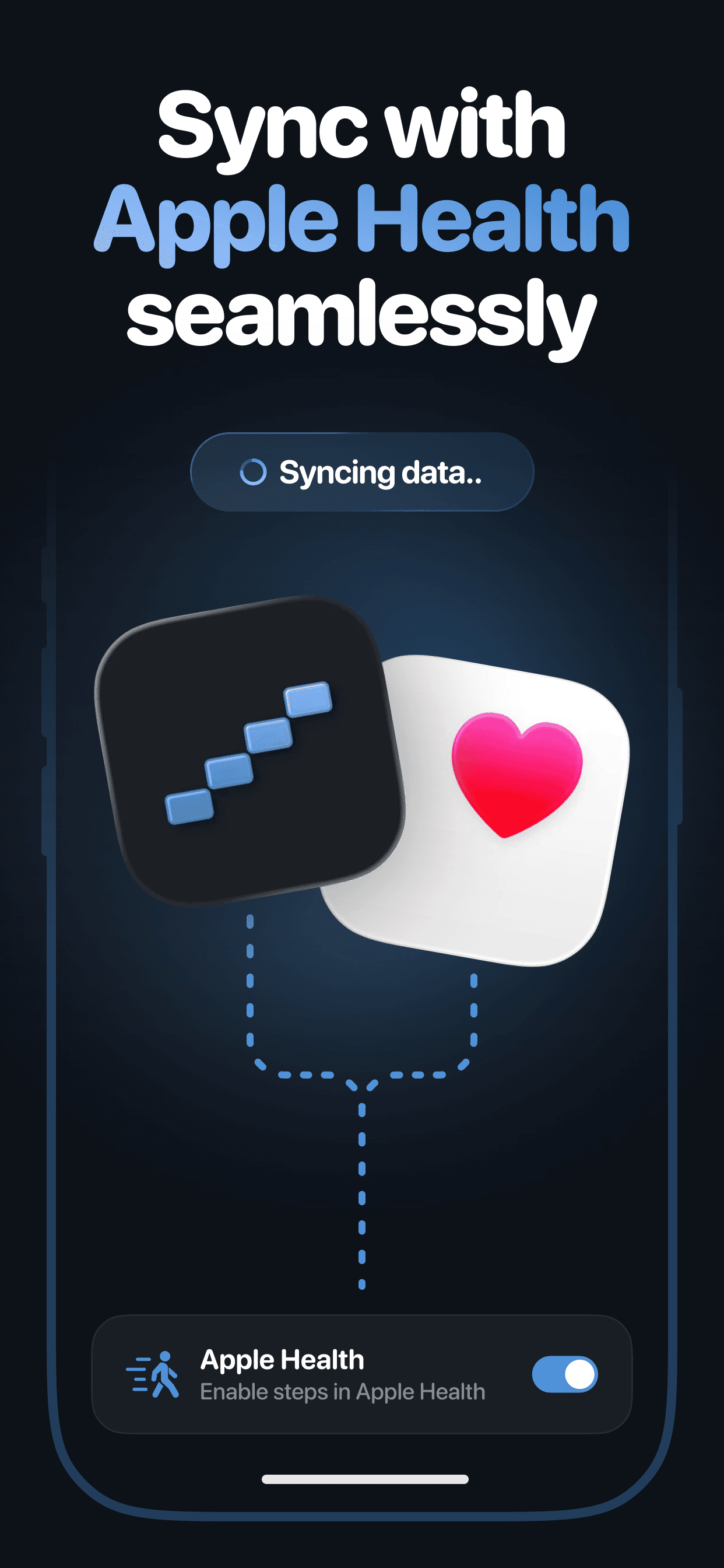WalkBlock syncing step data with Apple Health on device